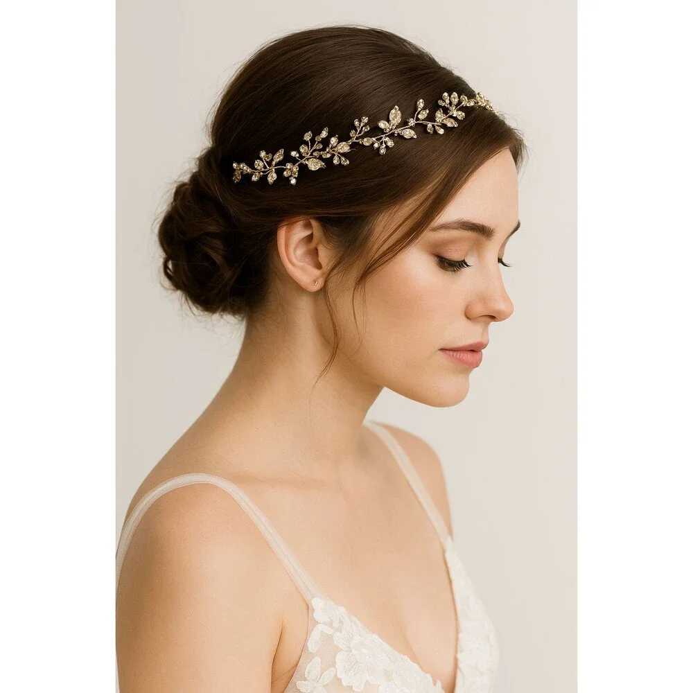Brides and Hairpins Mila Halo Headpiece  14K gold plated